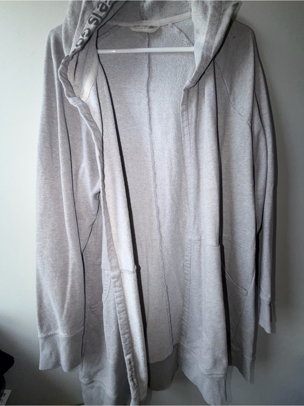 Life Is Good Light Gray Hooded Open Cardigan Sweater